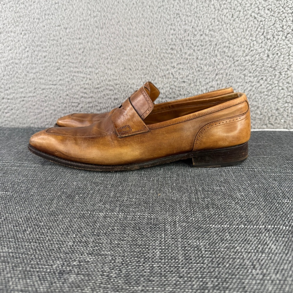 Silvano Sassetti Penny Loafers Mens 11.5 Tan Leather‎ Goodyear Welt Italy 7595